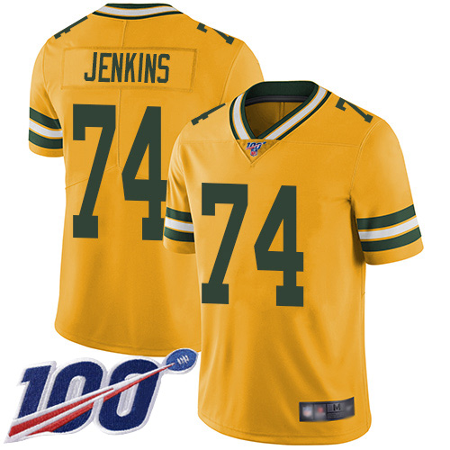 Green Bay Packers Limited Gold Men 74 Jenkins Elgton Jersey Nike NFL 100th Season Rush Vapor Untouchable